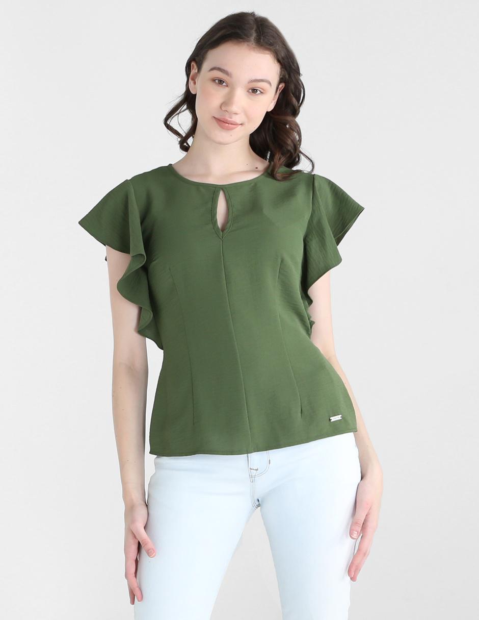 blusas con olanes en el cuello