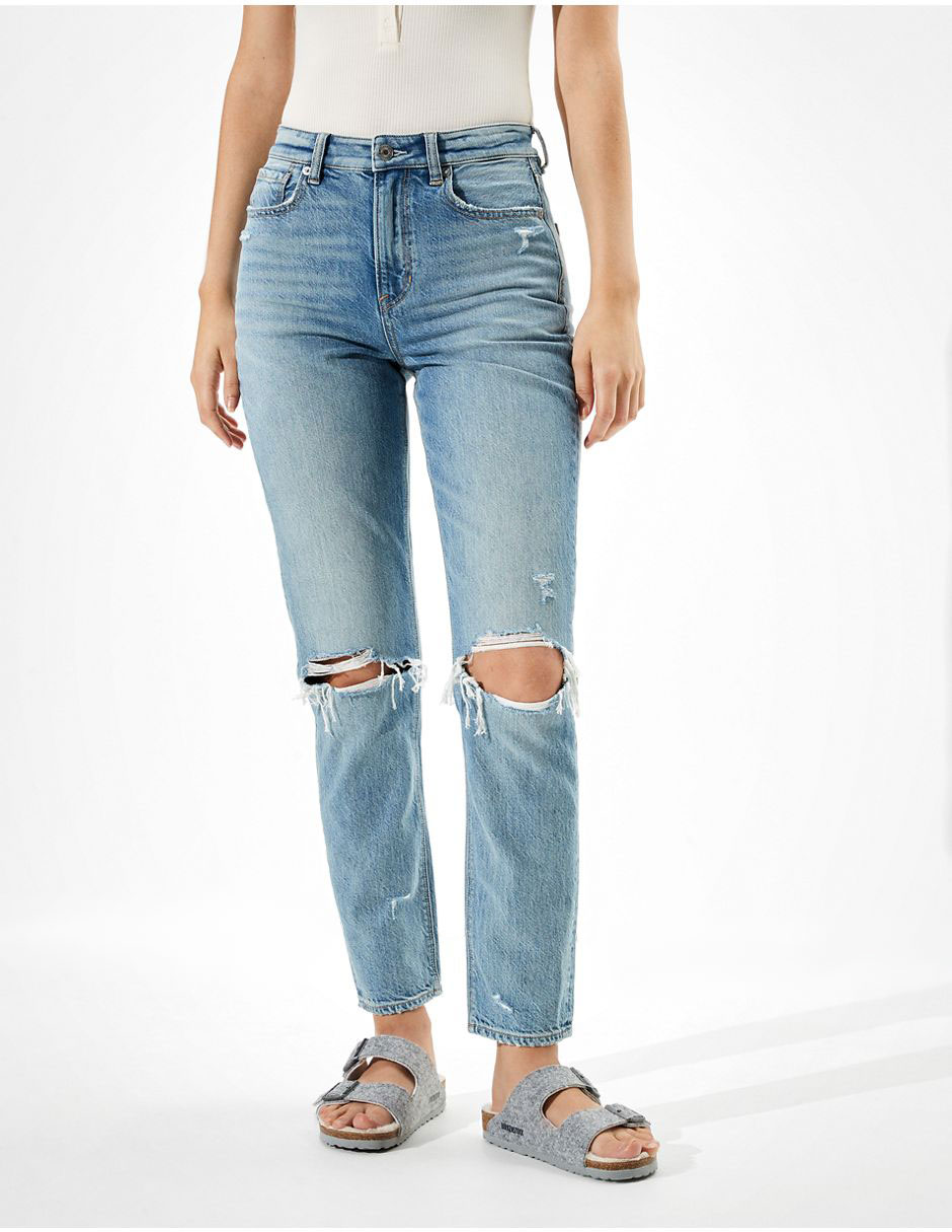 Jeans skinny American Eagle Mom Jeans claro corte cintura para mujer en  Liverpool