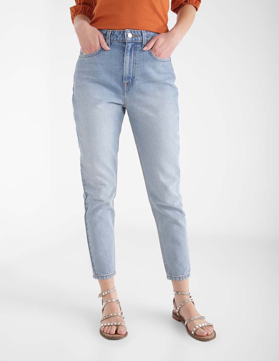 Jeans mom That's It claro cintura alta para mujer | Liverpool.com.mx