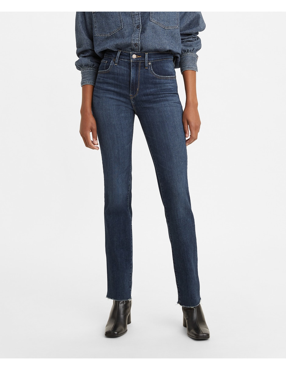 Jeans straight Levi's 724 lavado obscuro corte cintura alta para mujer