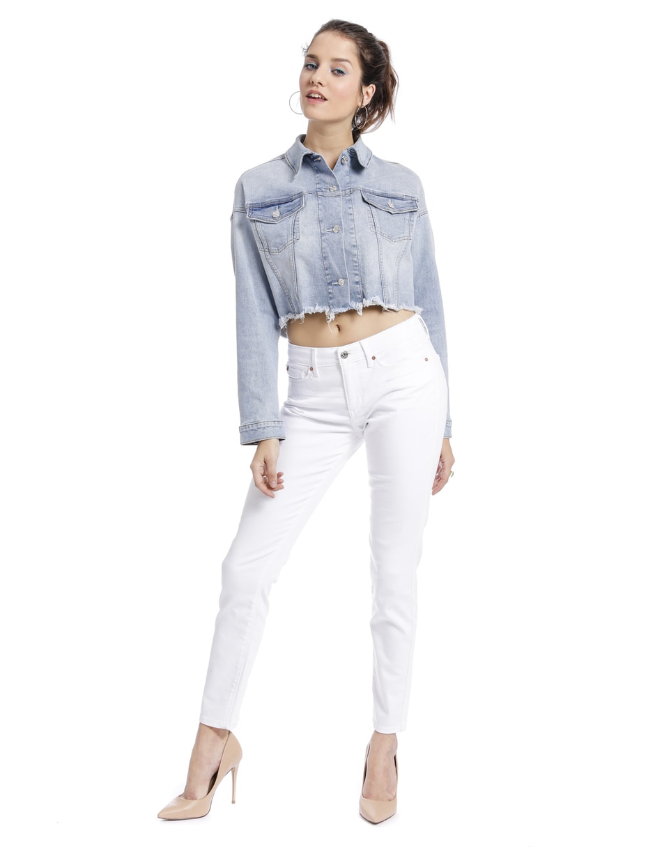 Jeans skinny corte cintura para mujer 4