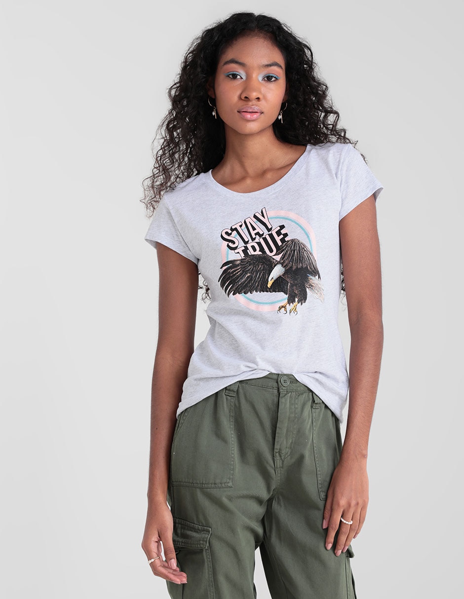 Playera manga corta cuello redondo para mujer Playera manga corta cuello redondo para mujer