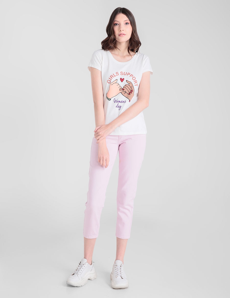 Playera manga corta cuello redondo para mujer 3