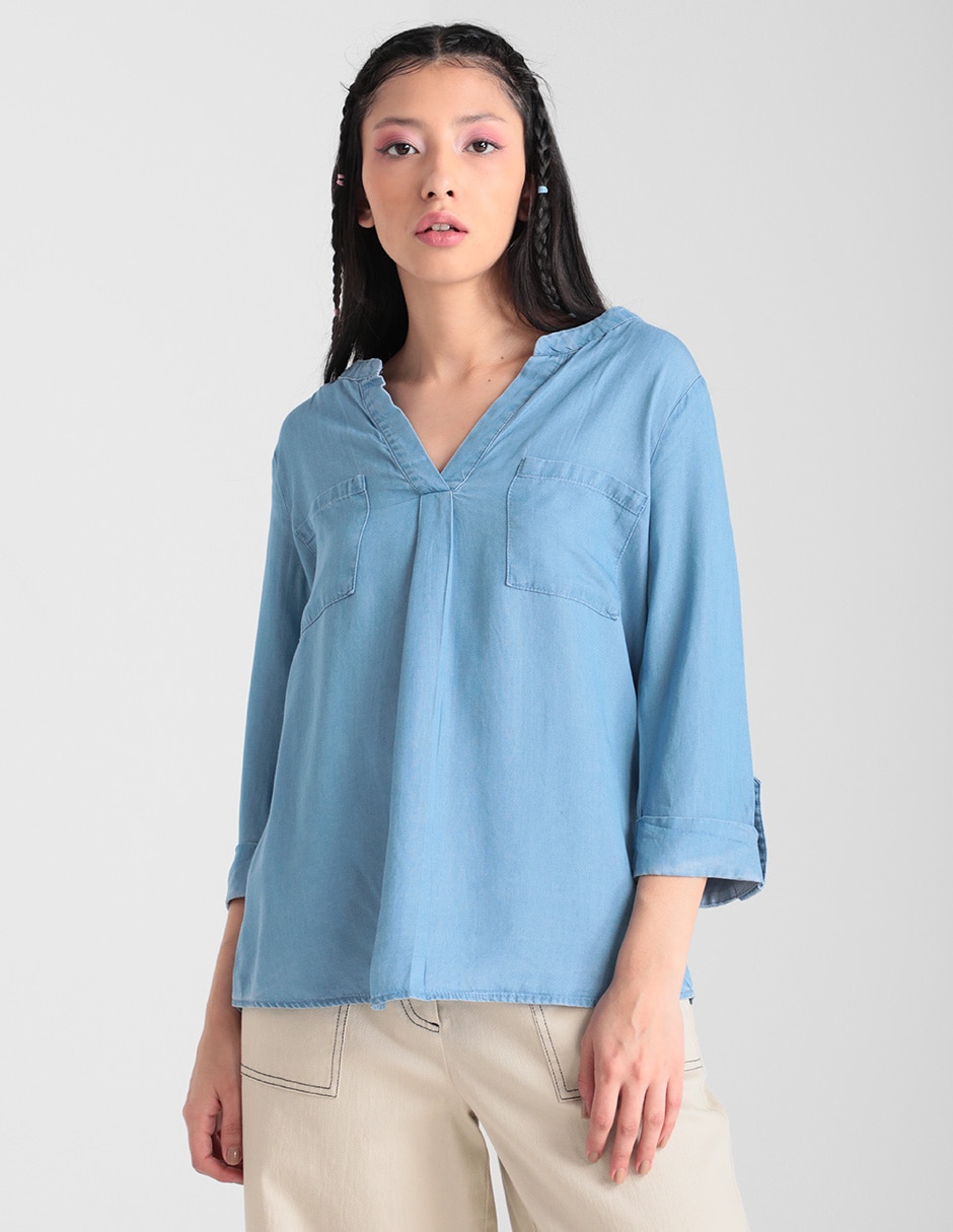 Blusa Coffee Bean manga 3/4 para mujer 