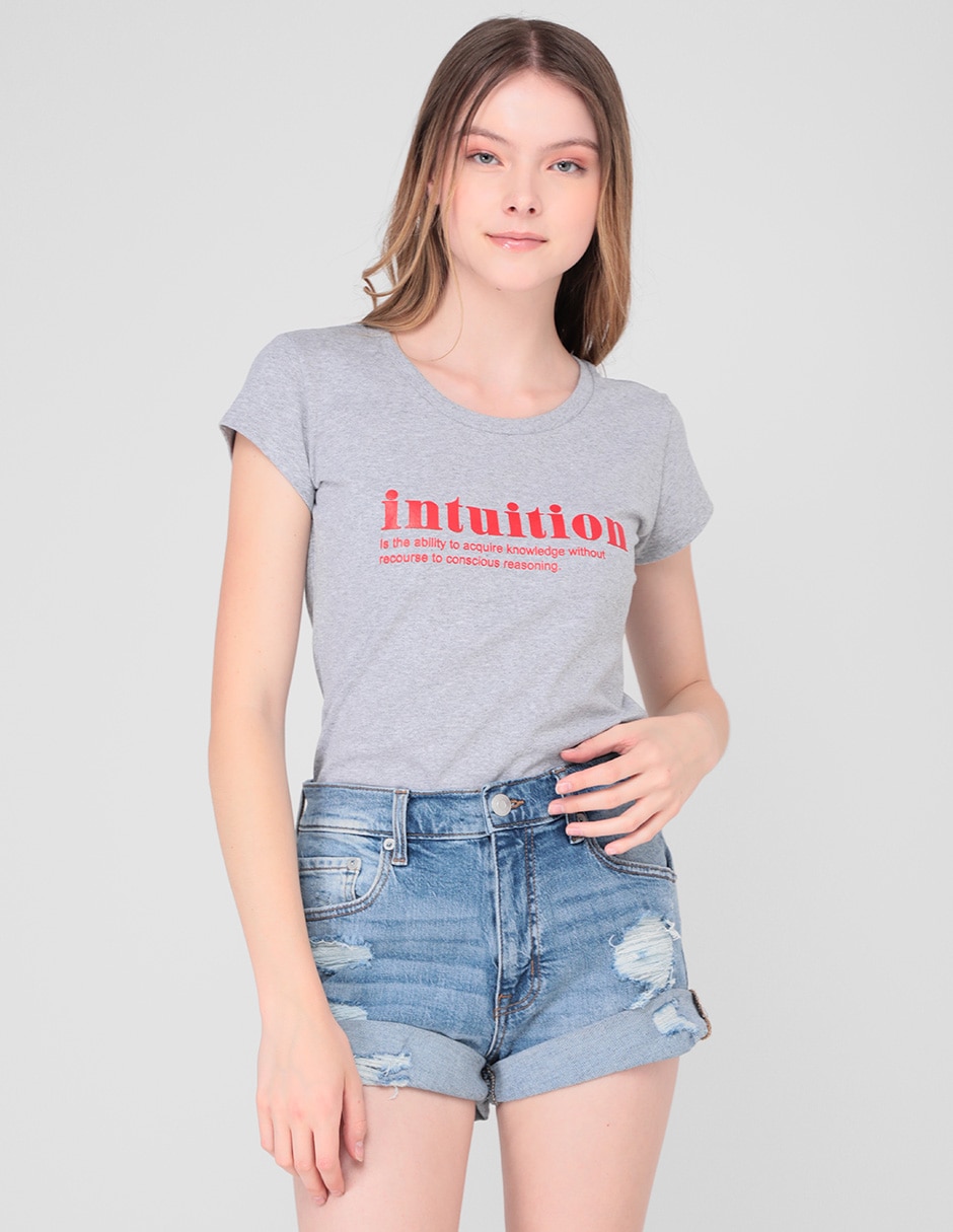 Playera manga corta cuello redondo para mujer Playera manga corta cuello redondo para mujer