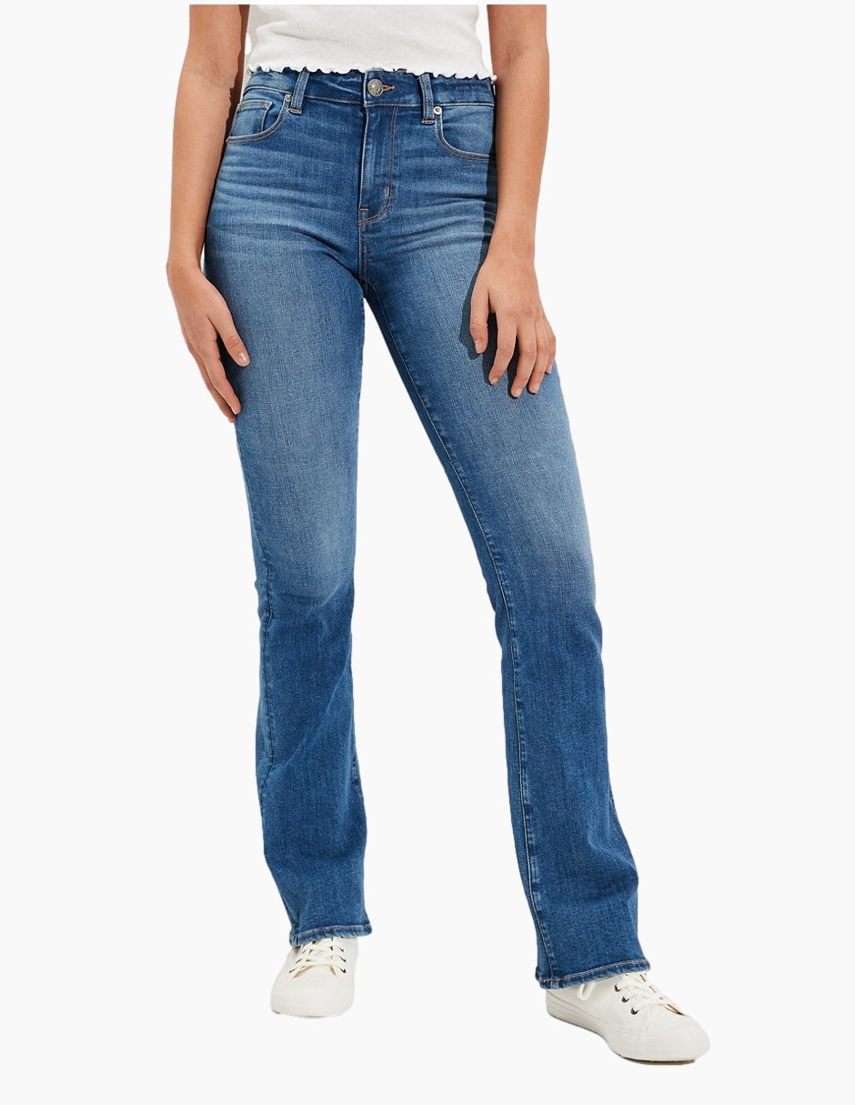 Jeans regular corte cintura alta para mujer 1
