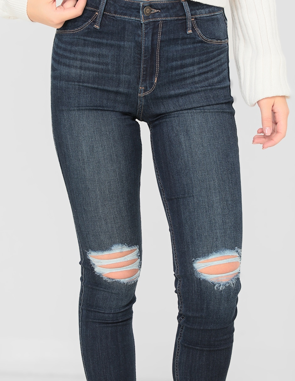 Jeans skinny Hollister Ki355-2336-277 lavado destruido corte cintura para  mujer