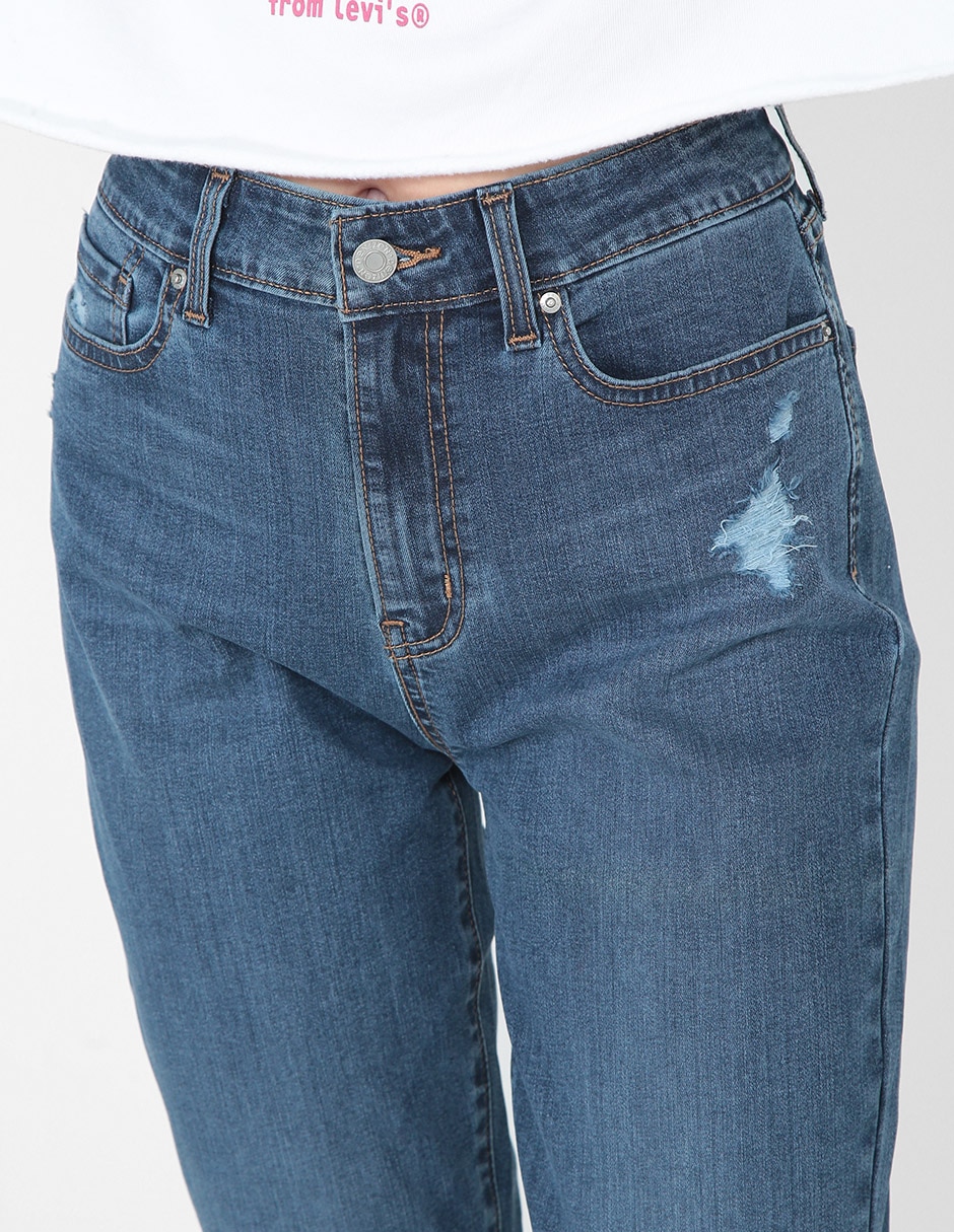 Jeans super skinny High Rise Jegging lavado destruido corte cintura alta para mujer 4