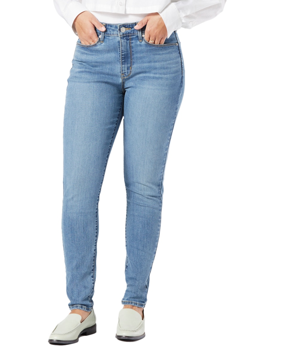Jeans skinny lavado medio corte cintura alta para mujer