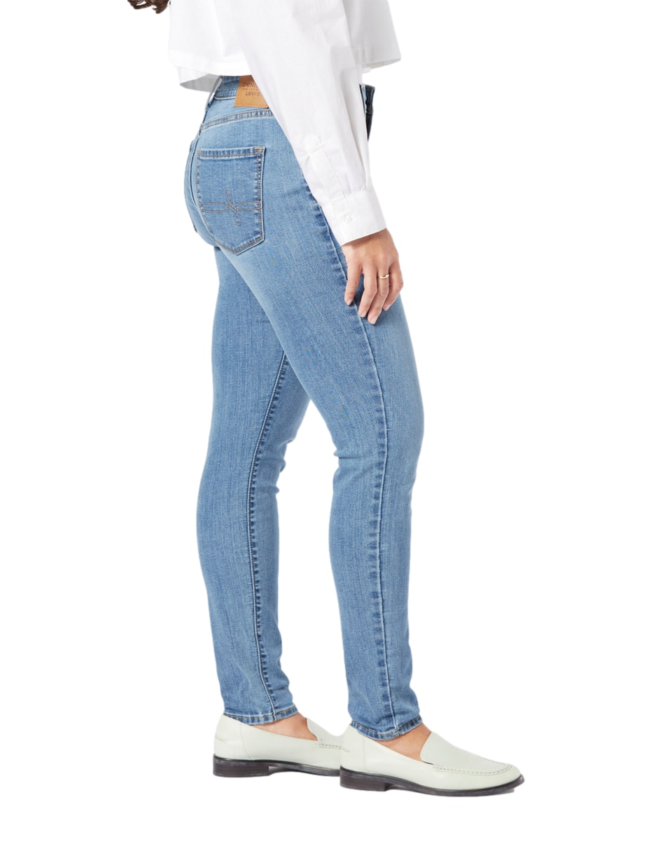 Jeans skinny lavado medio corte cintura alta para mujer 2