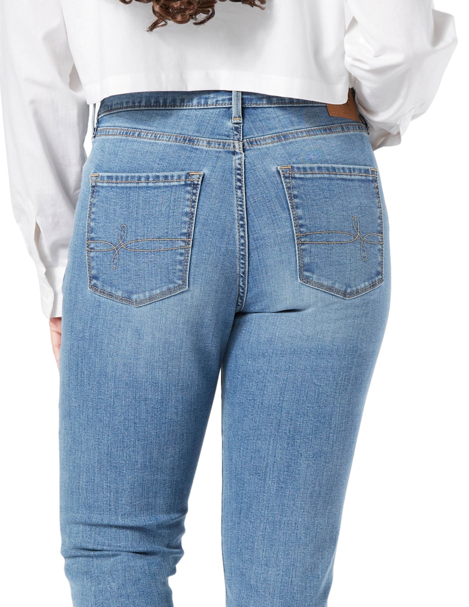 Jeans skinny lavado medio corte cintura alta para mujer 4