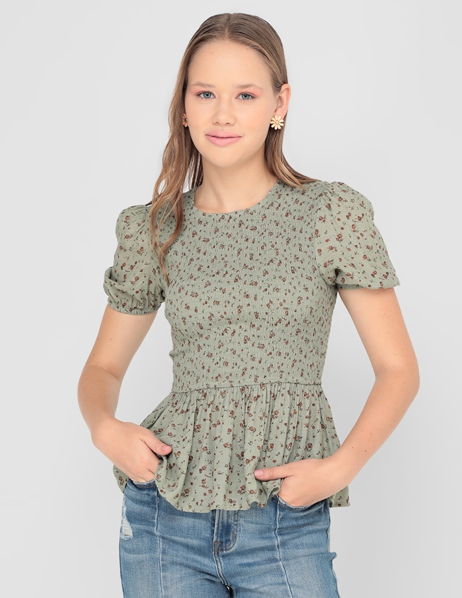 Blusa casual Coffee Bean manga corta para mujer 