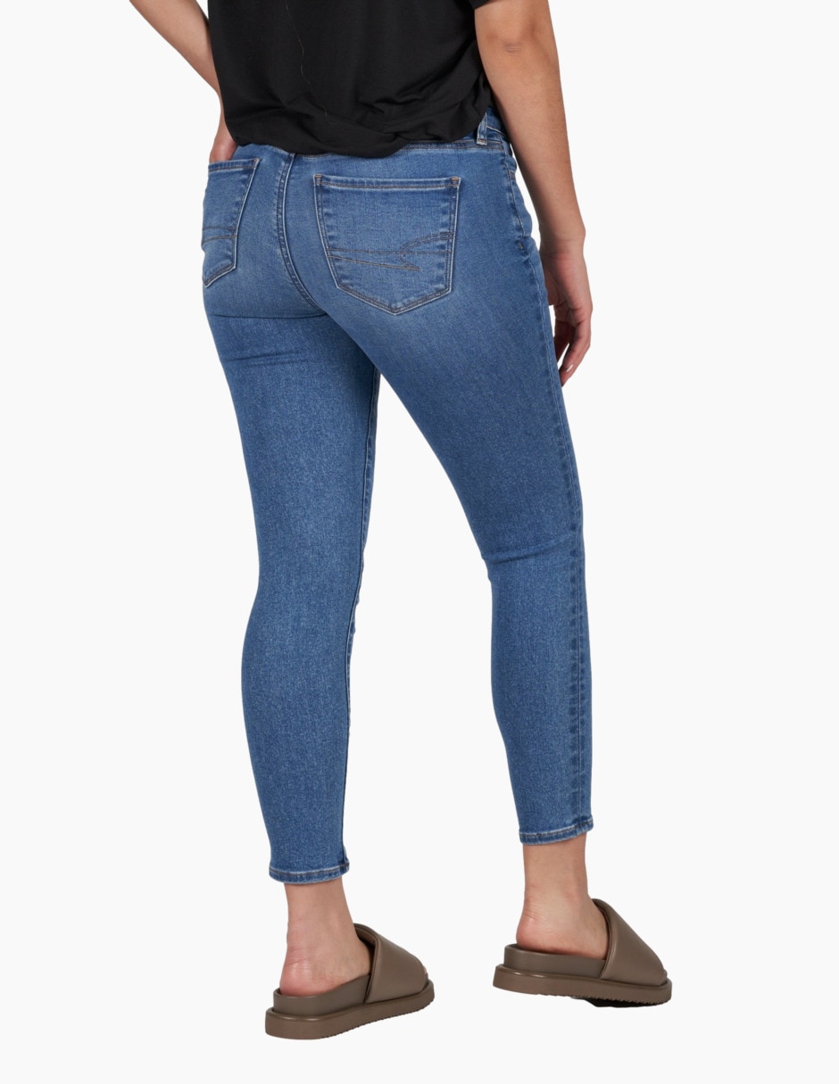 Jeans lavado deslavado corte cintura para mujer 2