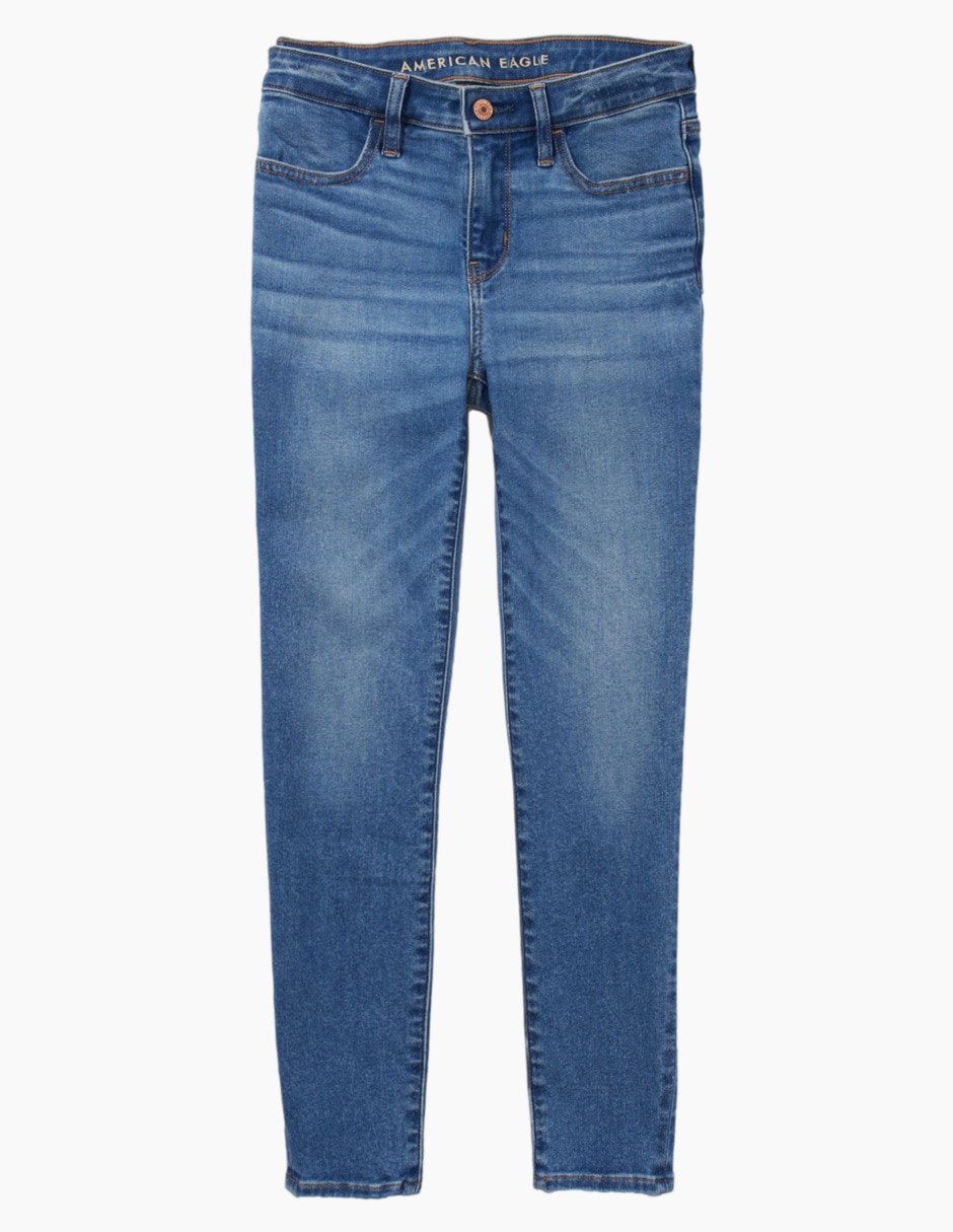 Jeans lavado deslavado corte cintura para mujer 3