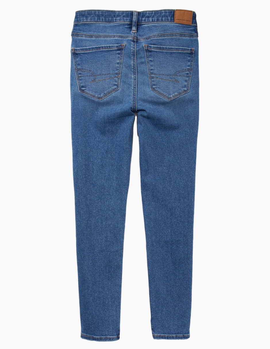 Jeans lavado deslavado corte cintura para mujer 4