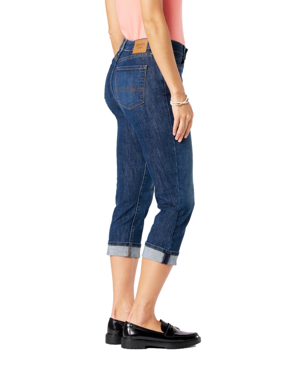 Jeans slim Mid Rise lavado medio corte cintura para mujer 2