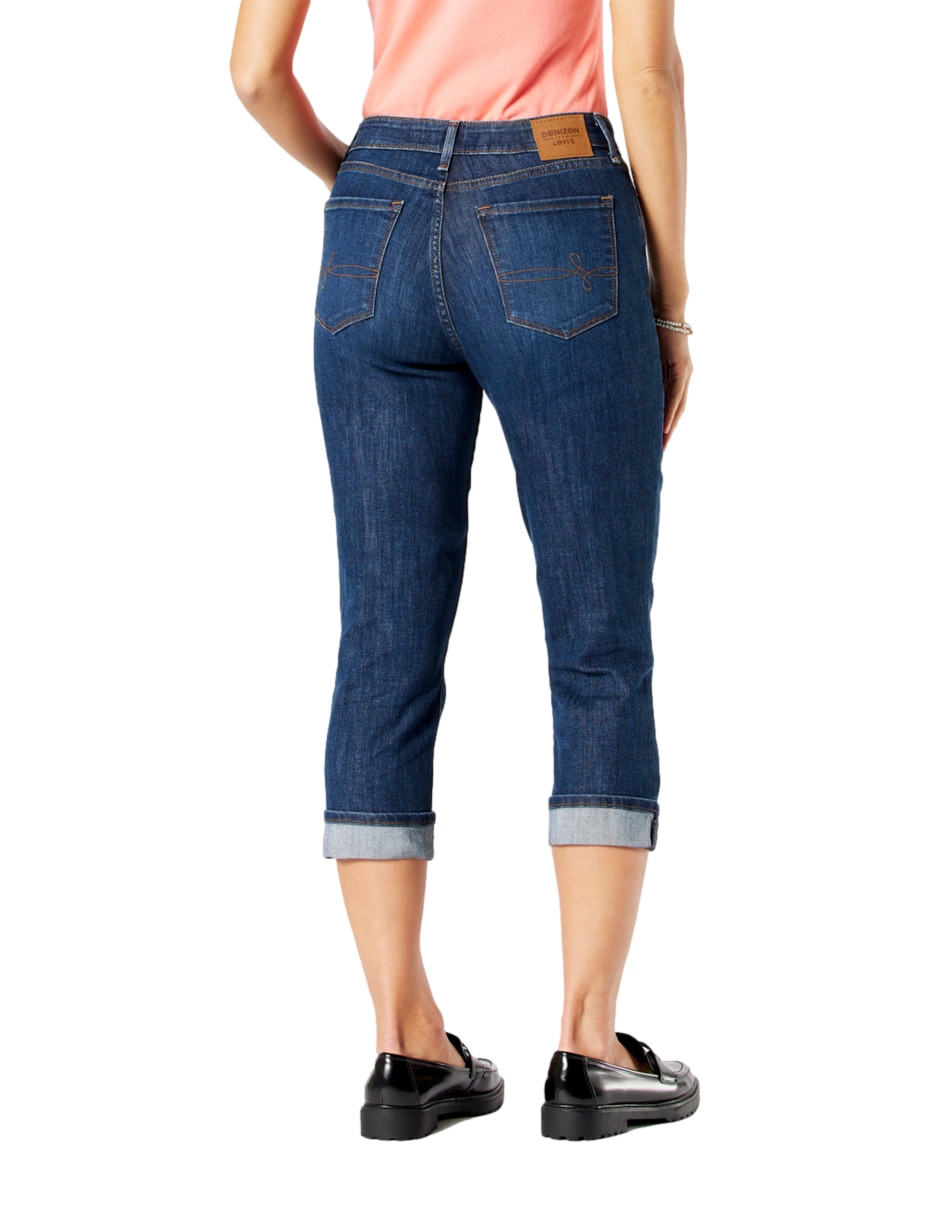 Jeans slim Mid Rise lavado medio corte cintura para mujer 3