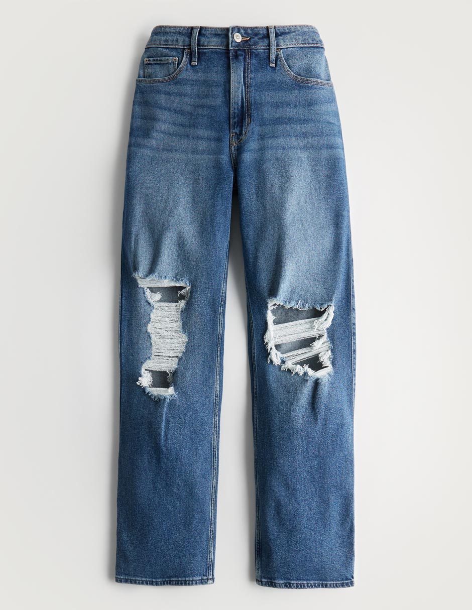 Jeans boyfriend Hollister Ki355-2165-278 corte cintura alta para mujer