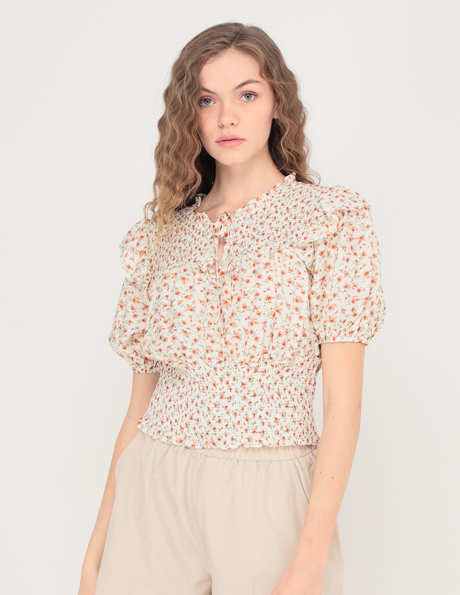 Blusa Coffee Bean manga corta para mujer 