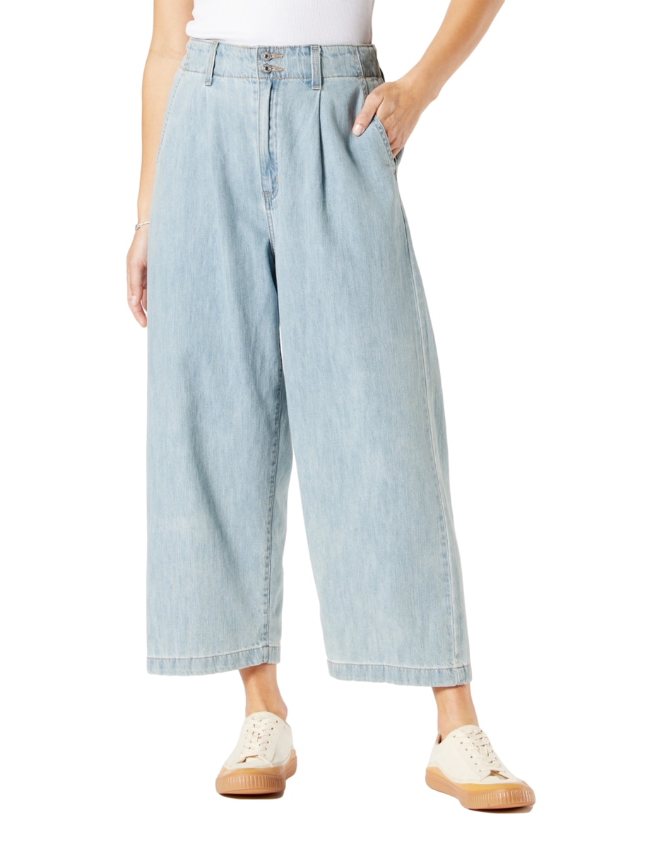 Jeans relajado corte cintura para mujer 2