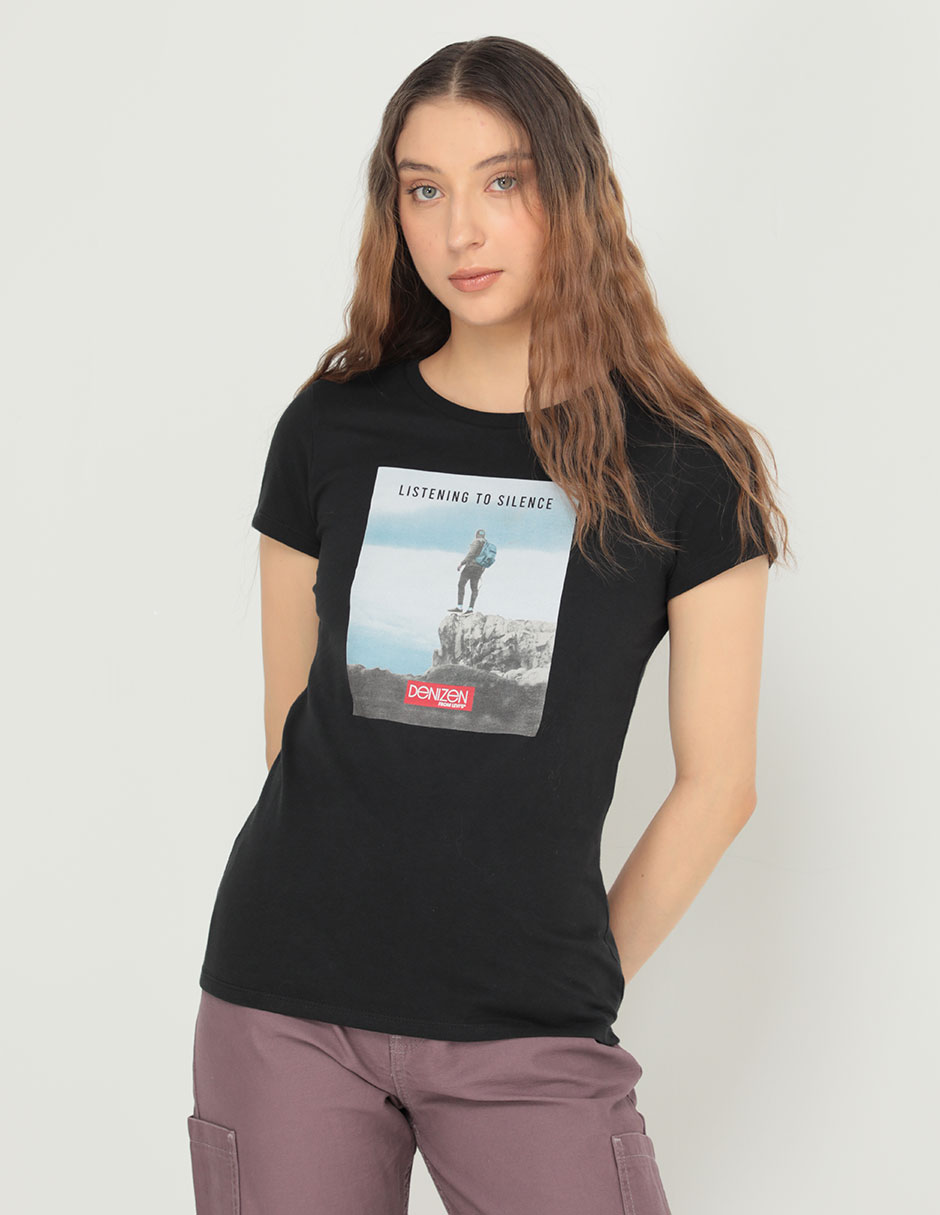 Playera manga corta cuello redondo para mujer