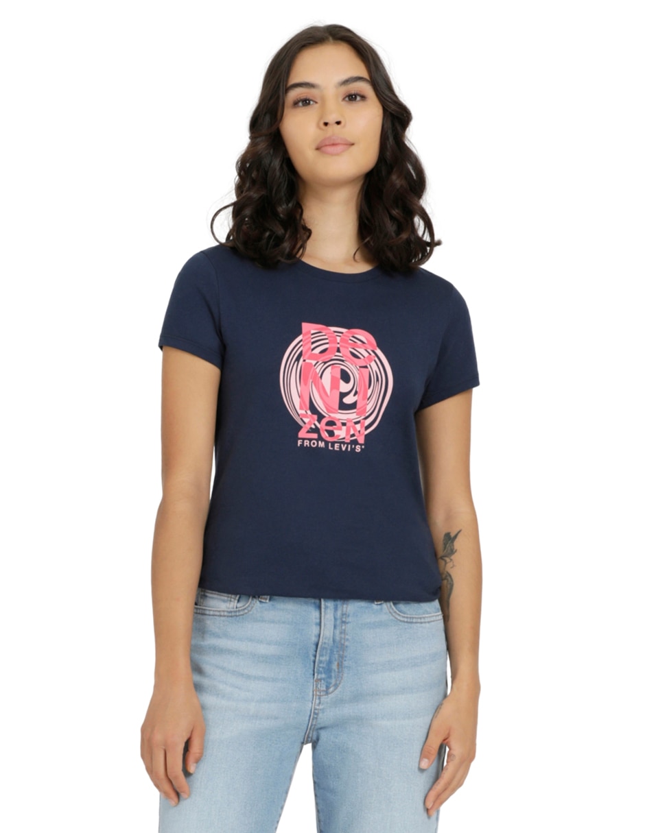 Playera manga corta cuello redondo para mujer