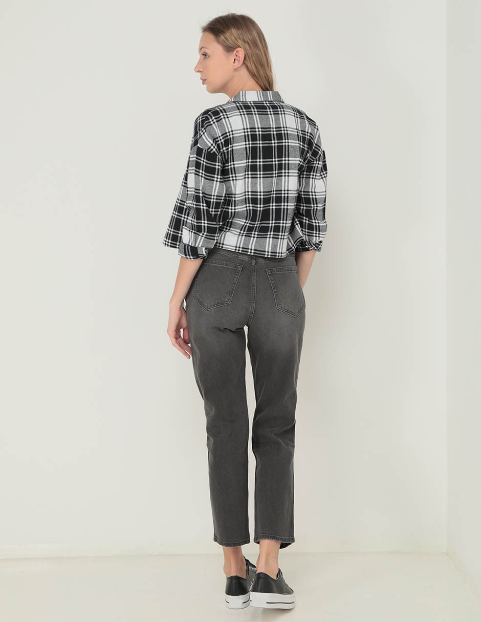 Jeans mom corte cintura para mujer 2