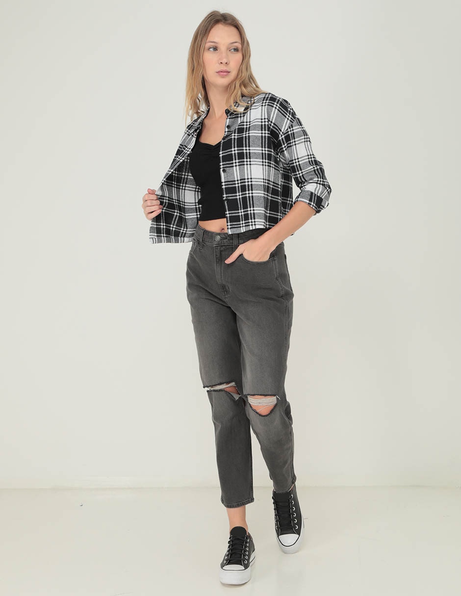 Jeans mom corte cintura para mujer 3