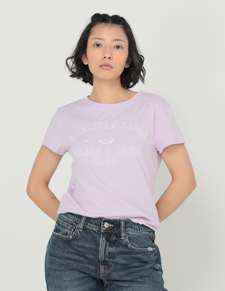 Playera manga corta American Eagle cuello redondo para mujer