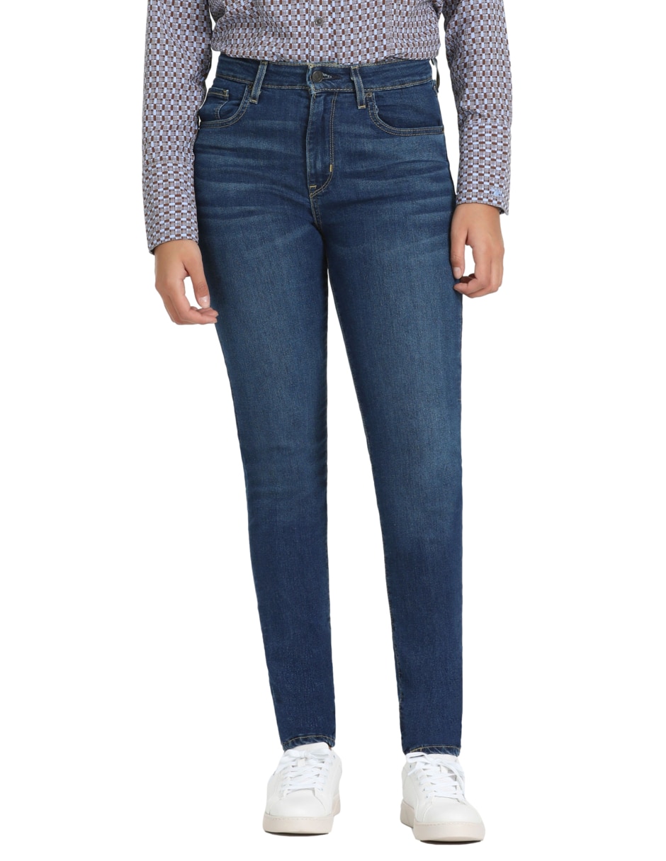 Jeans skinny Opp´s Jeans 101001-f1006 lavado obscuro corte cintura alta  para mujer