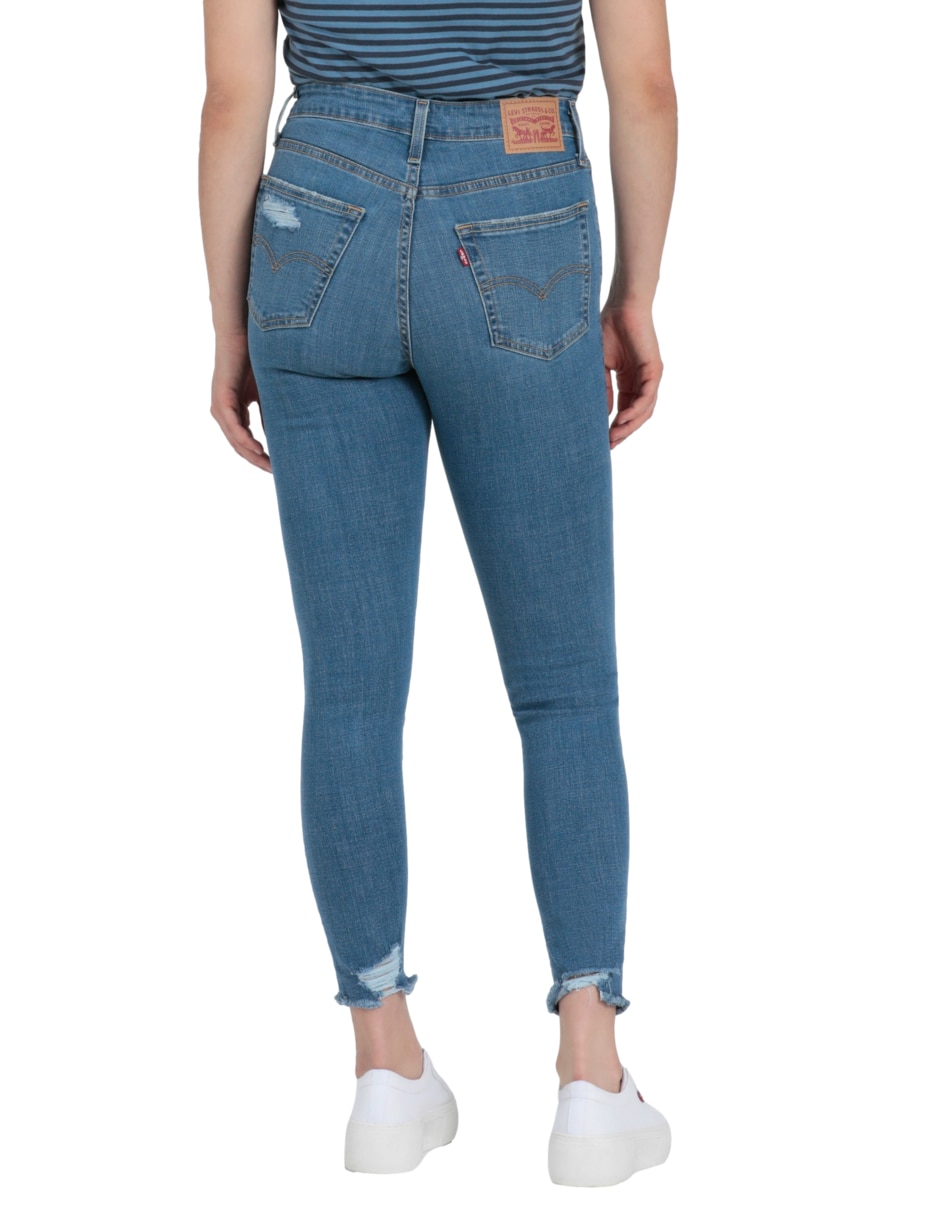 Jeans super skinny Hollister lavado destruido corte cintura alta