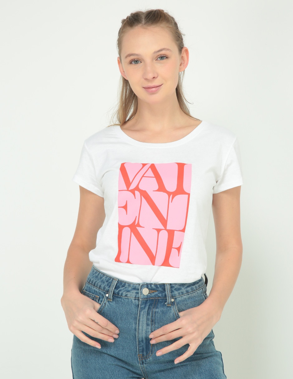 Playera manga corta cuello redondo para mujer Playera manga corta cuello redondo para mujer
