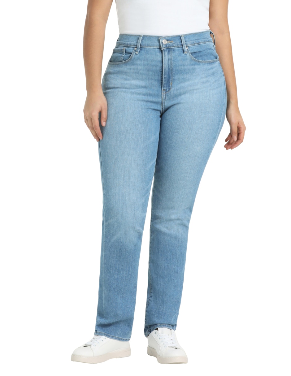 Jeans straight corte cintura alta para mujer