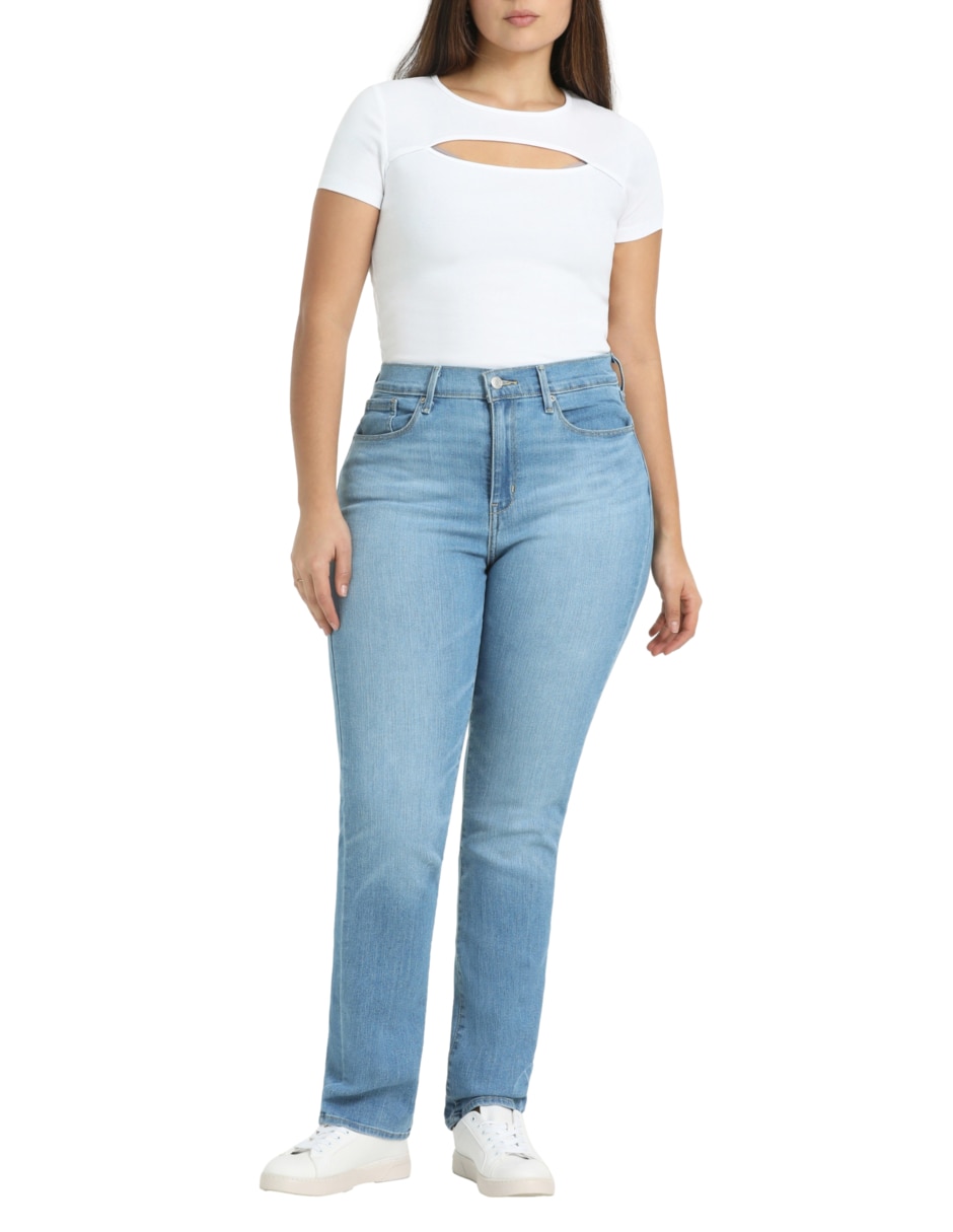 Jeans straight corte cintura alta para mujer 4