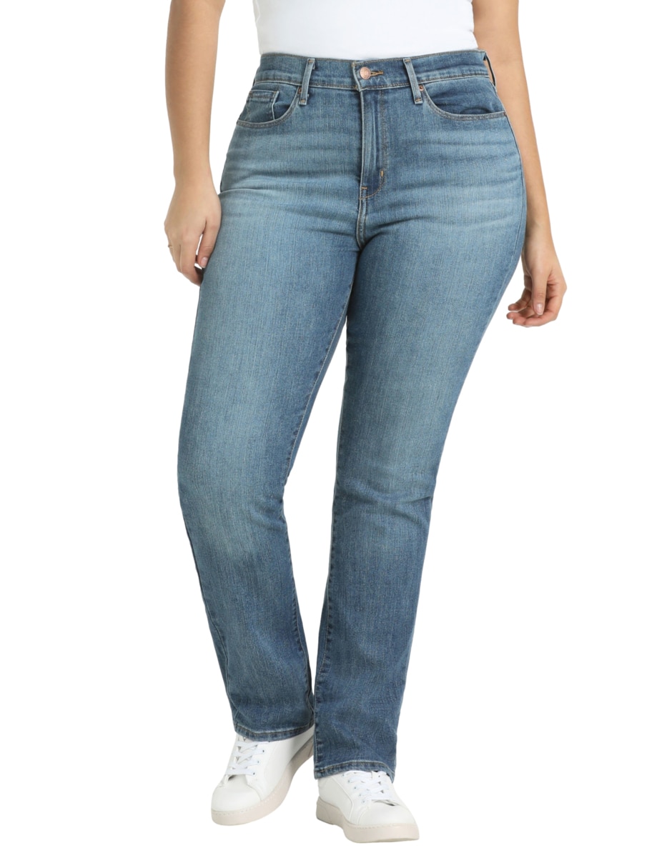 Jeans straight corte cintura alta para mujer