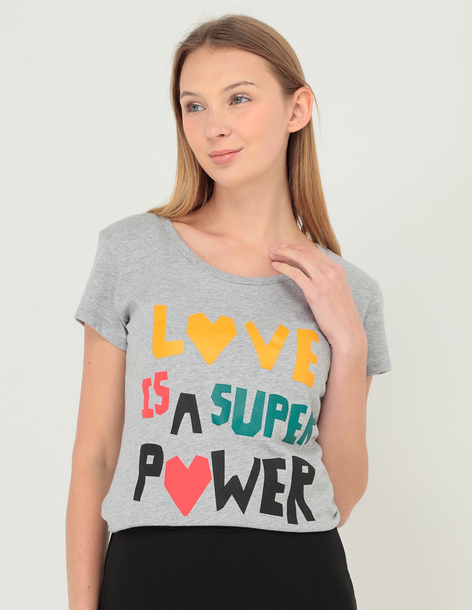 Playera manga corta cuello redondo para mujer