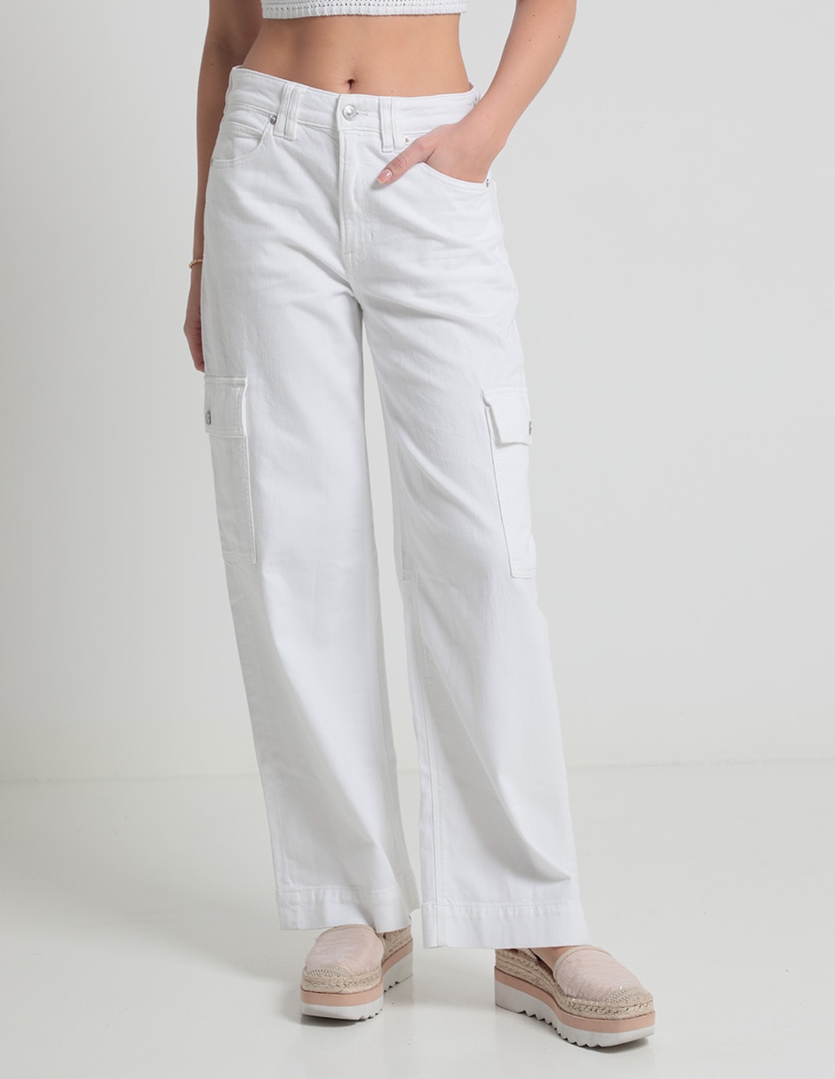 Jeans wide leg corte cintura para mujer Jeans wide leg corte cintura para mujer