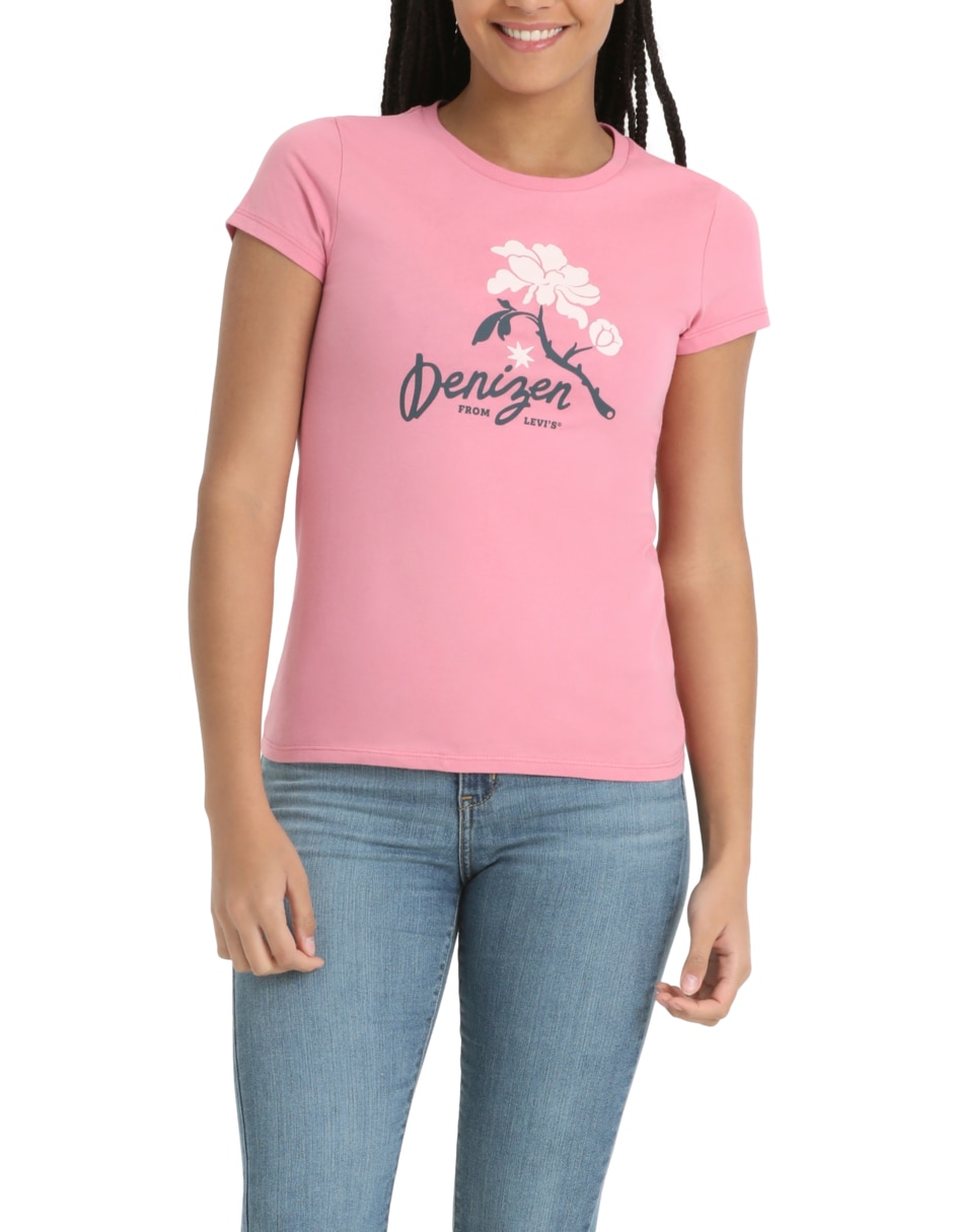 Playera manga corta cuello redondo para mujer