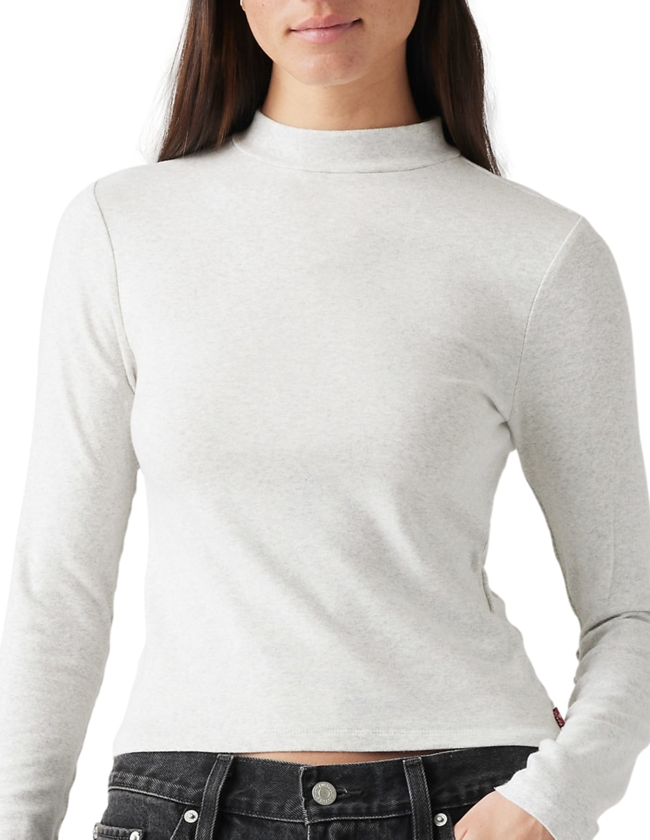 Playera manga larga cuello redondo para mujer 2