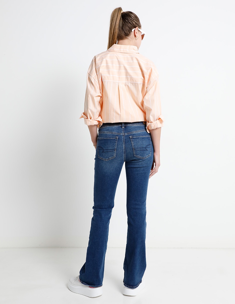Jeans bota corte cintura para mujer 2
