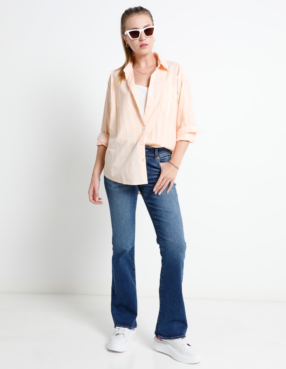 Jeans bota corte cintura para mujer 3