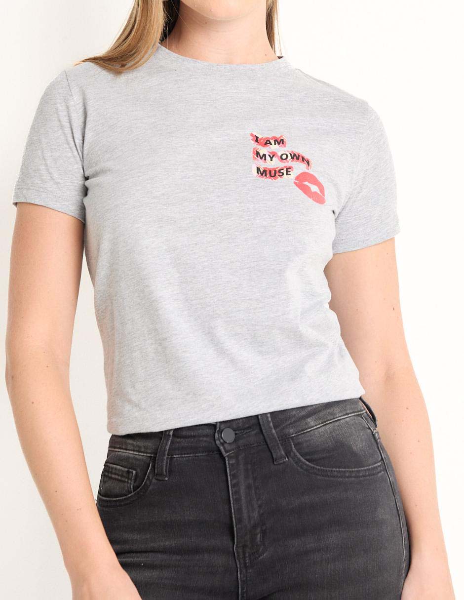 Playera manga corta cuello redondo para mujer 4