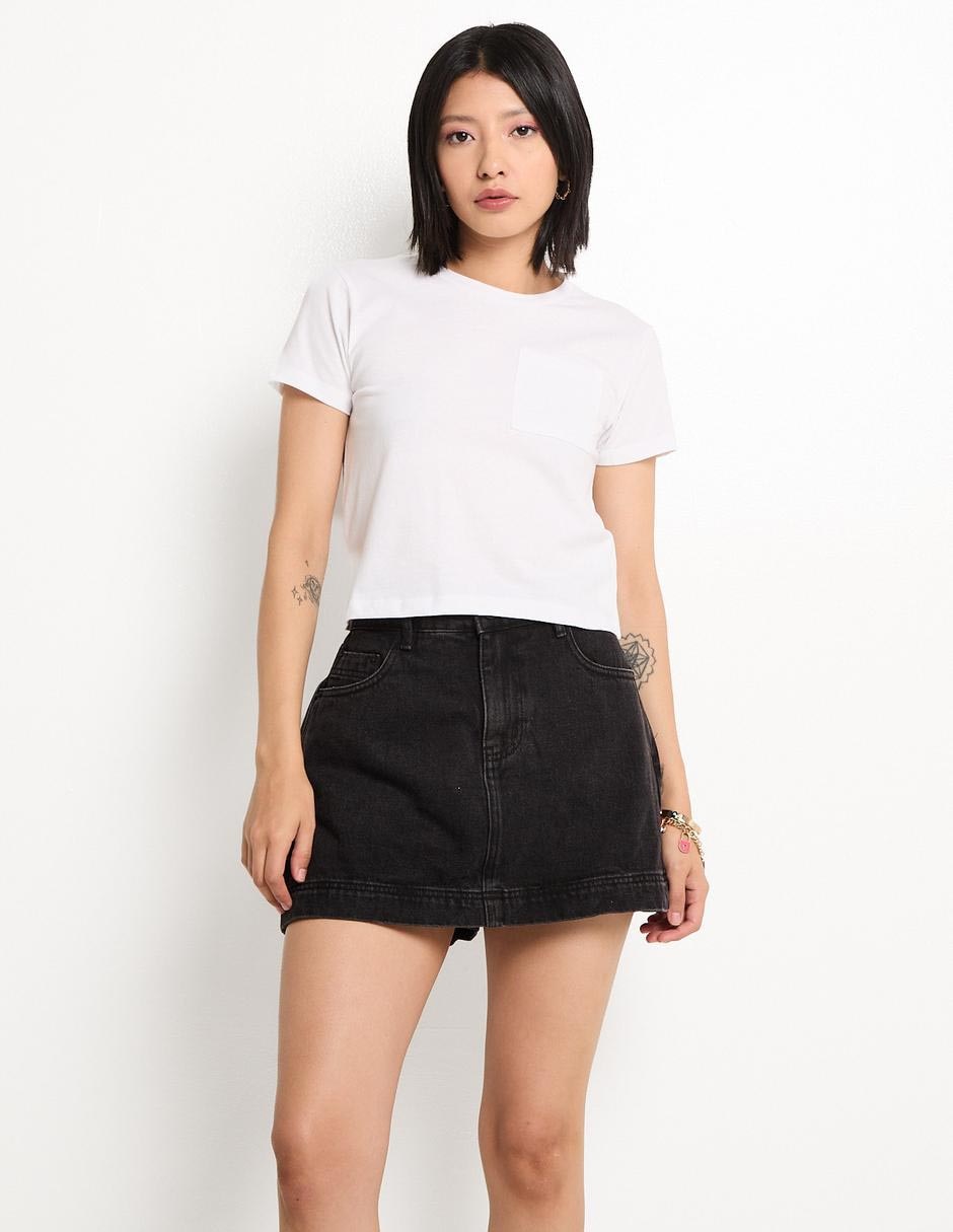 Falda short corto Princess Polly de mezclilla a la cintura