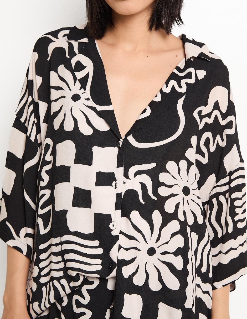Blusa camisera manga 3/4 para mujer 4
