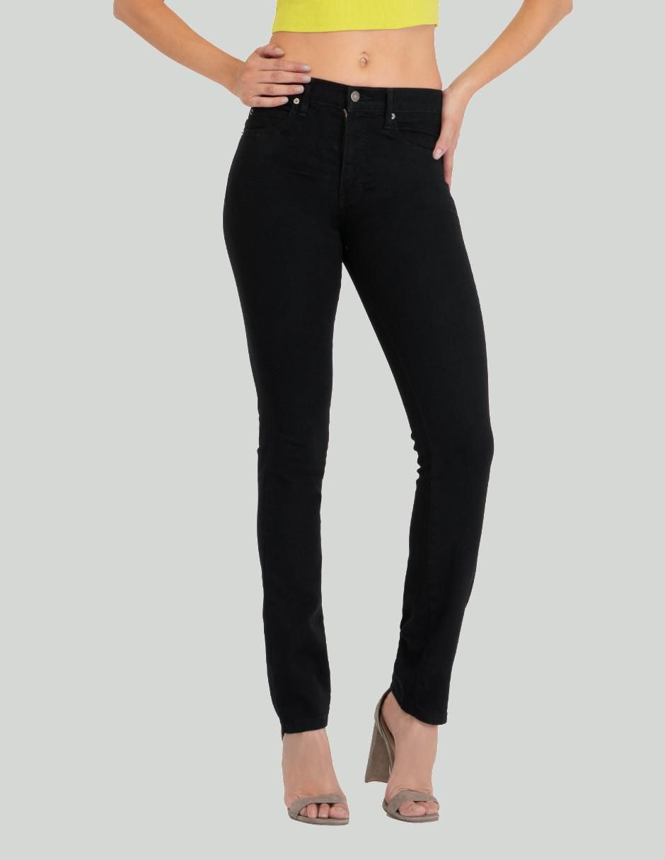 Jeans straight 2445 negro corte cintura alta para mujer 2