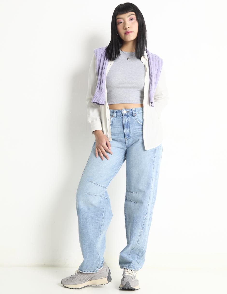 Playera manga larga cuello redondo para mujer 3