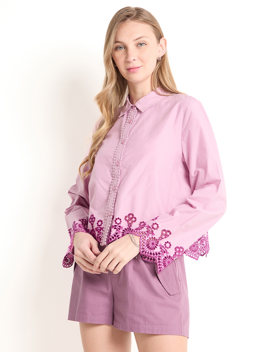 Blusa camisera manga larga para mujer 1