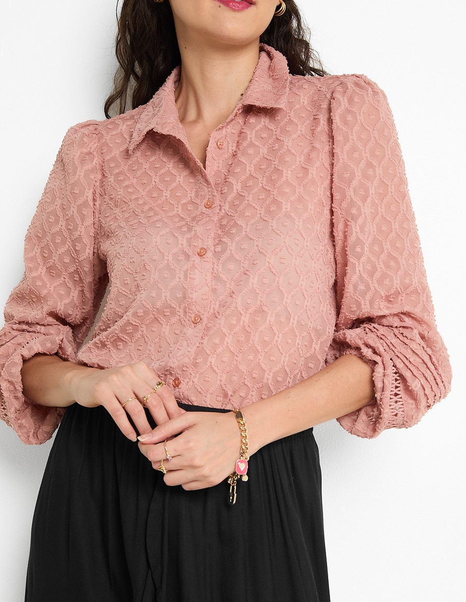 Blusa camisera manga larga para mujer 4