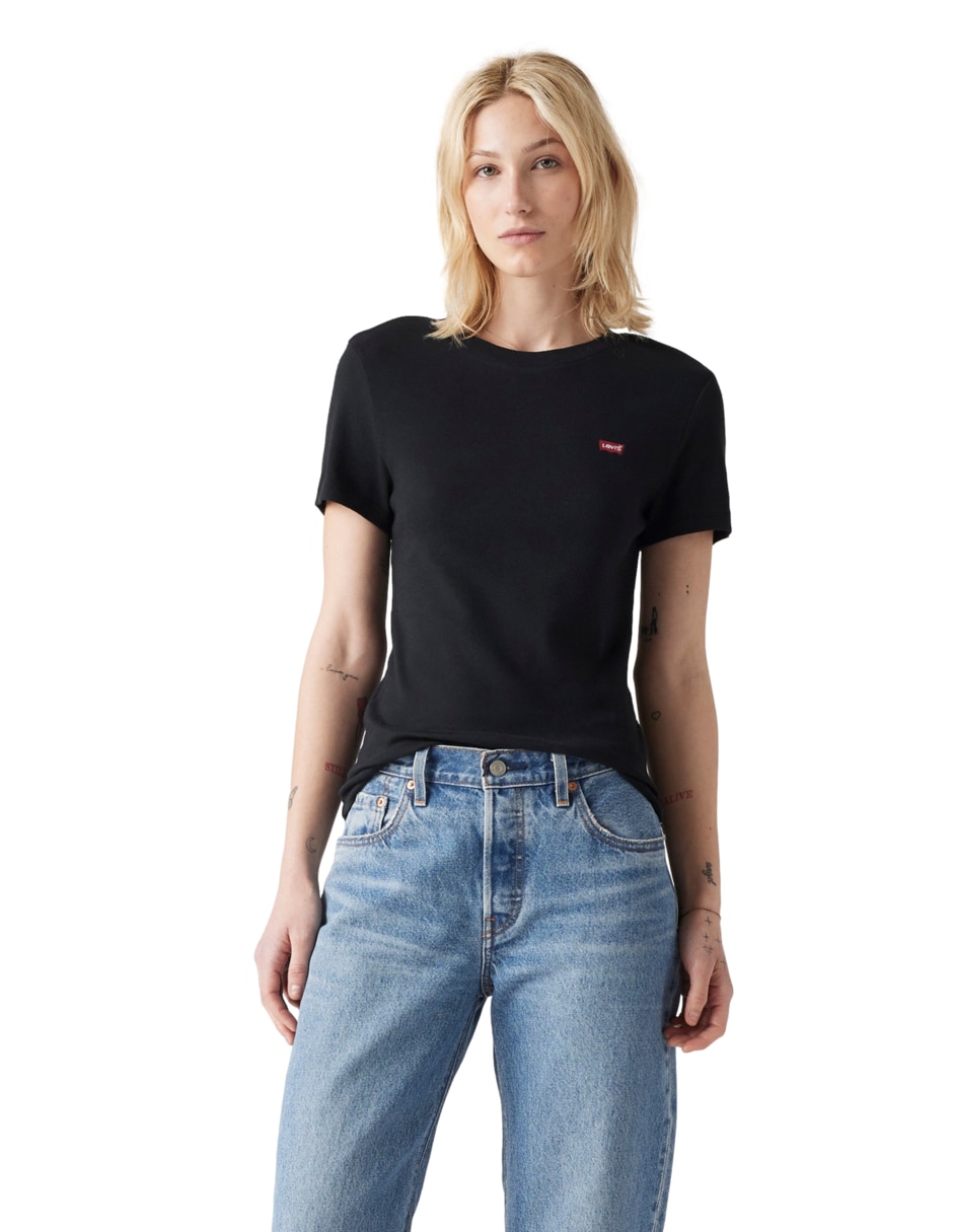 Playera manga corta cuello redondo para mujer