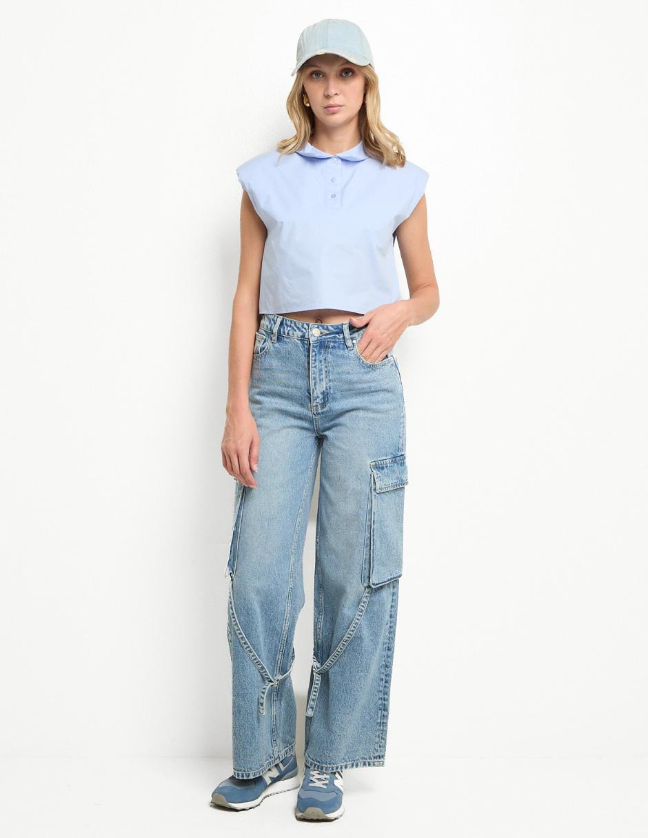 Jeans cargo amplio para mujer 3
